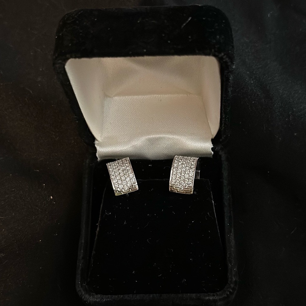 14k White Gold & Diamond Earrings